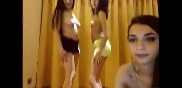  Three Hot Teens Stripping and Dancing on Webcam